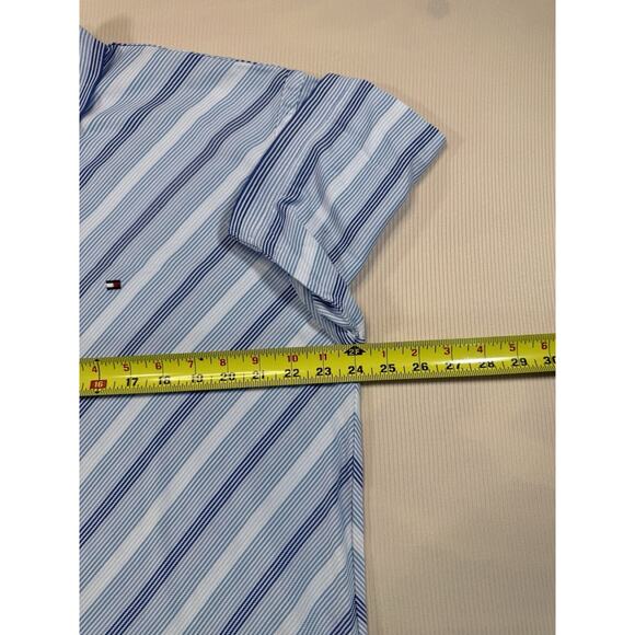Tommy Hilfiger Mercerized Cotton Polo Shirt Men’s XL Blue Stripe Chevron - Picture 5 of 8
